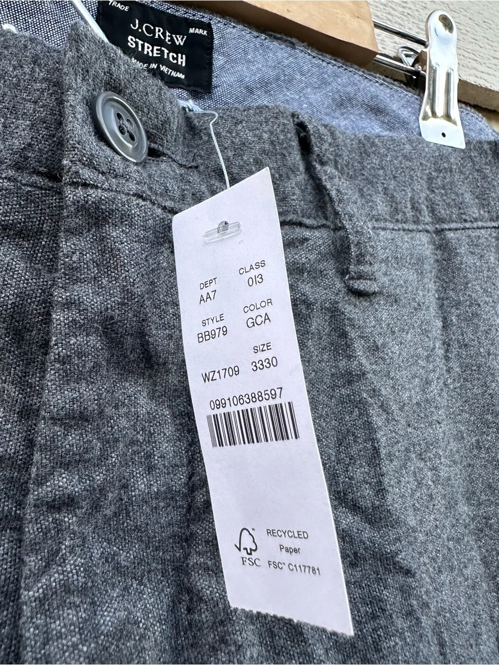 J. CREW 484 Men’s Size 33X30 Slim-Fit Twill Pant in Grey Style#BB979  🆕 NWT